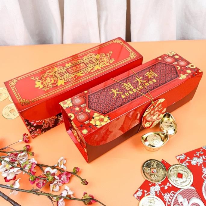 

CR - box imlek roll cake 8 x 25 sunway dus kue gulung merah cny hampers TERLARIS