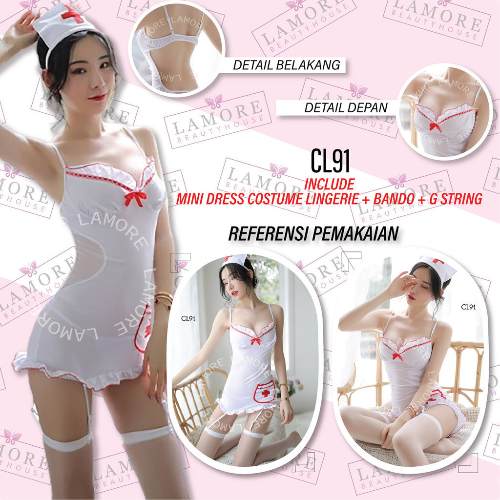 Pakaian Sexy Lingerie Cosplay Nurse Big Size M L XL Hot Perawat Lingerie Jumbo CL91