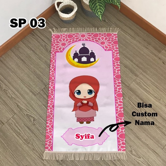 ORIGINAL Sajadah Anak GROSIR Printing Bisa Custom Nama Perempuan Laki laki 200 - random motif co
