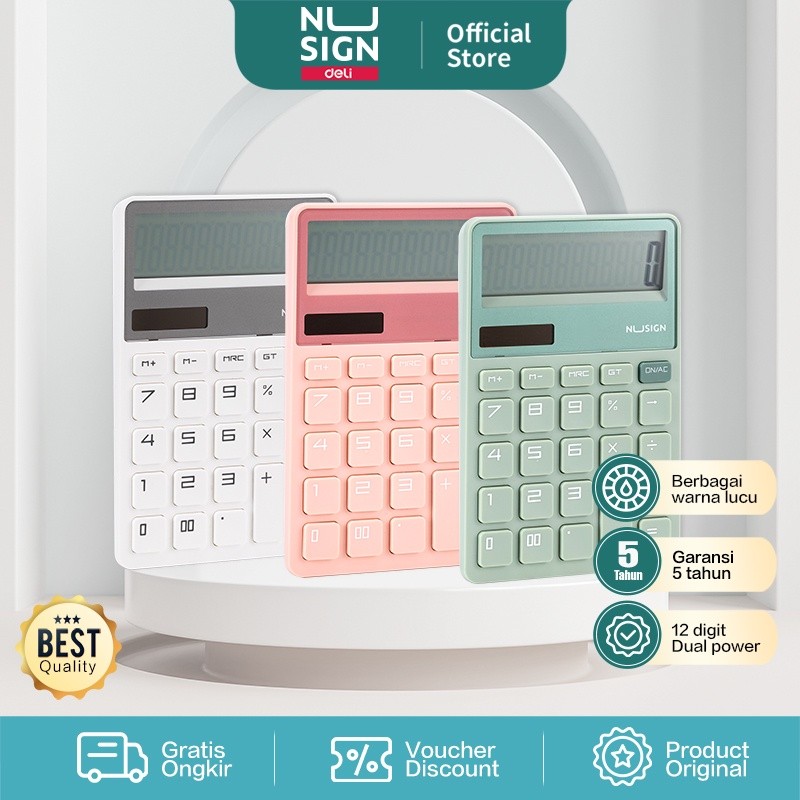 

Nusign Desktop Calculator / Kalkulator Meja Berbagai Warna Pastel Lucu 12 Digit Dual Power ENS042