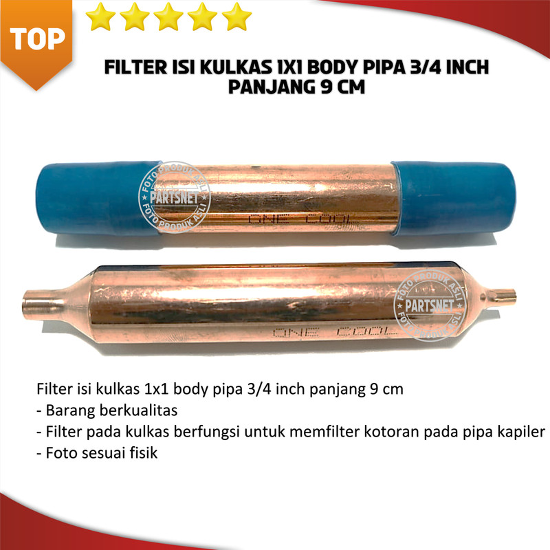 Filter isi kulkas 1x1 body pipa 3/4 inch panjang 9 cm