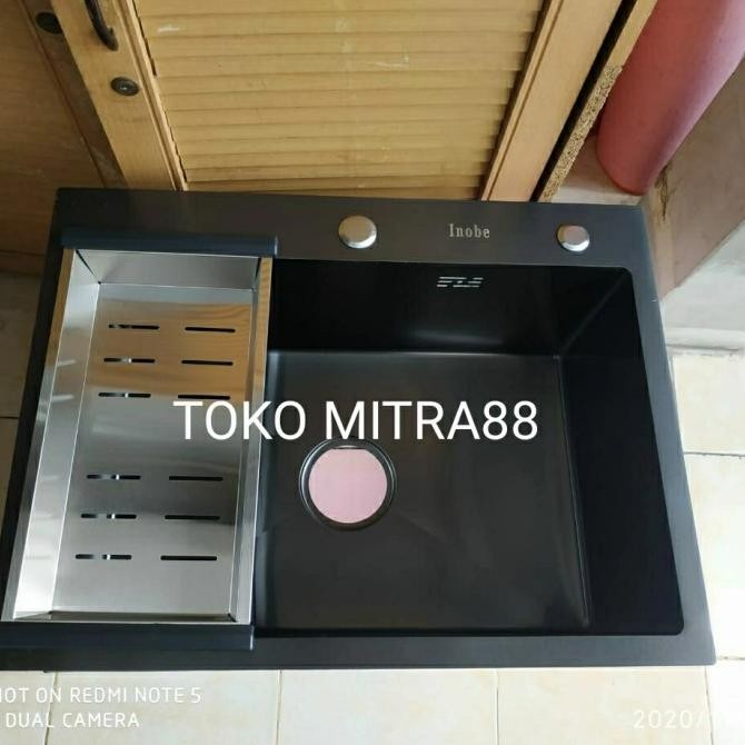 

PROMO KITCHEN SINK INOBE 6045 BLACK KOMPLIT SET KRAN TARIK PANAS DINGIN