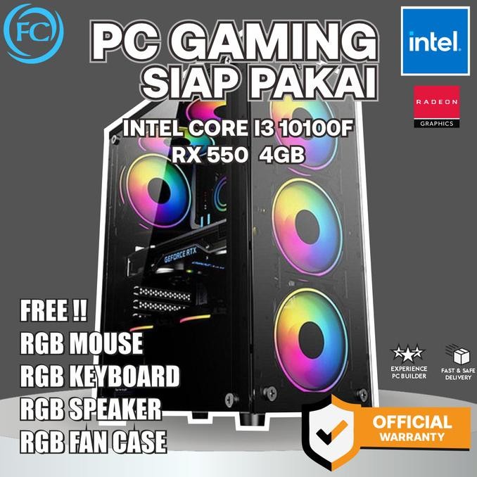 

PROMO PC GAMING & DESIGN FULL SET DDR4 I3-10100F / 16GB / RX550 4GB+MONITOR