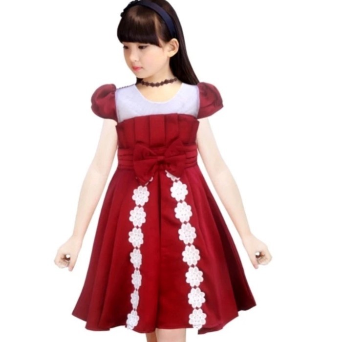 Dress Anak Merah Putih, Baju 17An Anak 5 -10 Tahun, Baju Imlek , Dress Anak Merah Putih, Dress