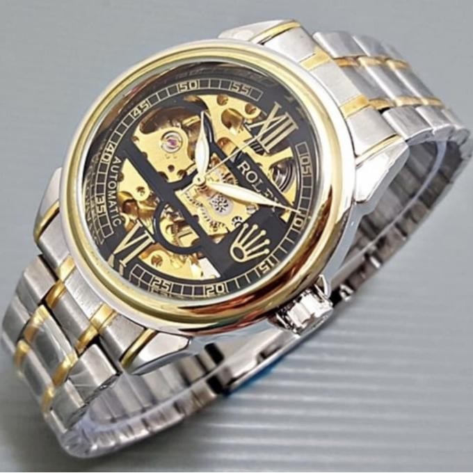 Jam Tangan Pria Wanita Otomatis Transparan Angka Romawi Automatic Original Terlaris