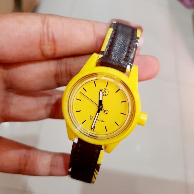 Jam Tangan Wanita Q&Q Qq Qnq Rp01J022Y Smile Solar Yellow Original Original Terlaris