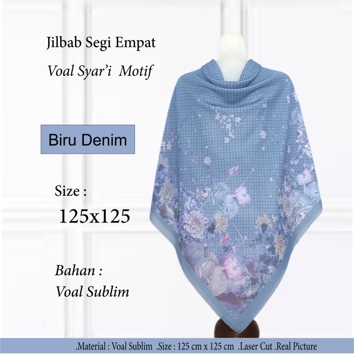 [LANGSUNG KIRIM] Jilbab Segi Empat Syari Voal Motif Jumbo 130x130 Kerudung Hijab Part 1 - Motif 26 Q