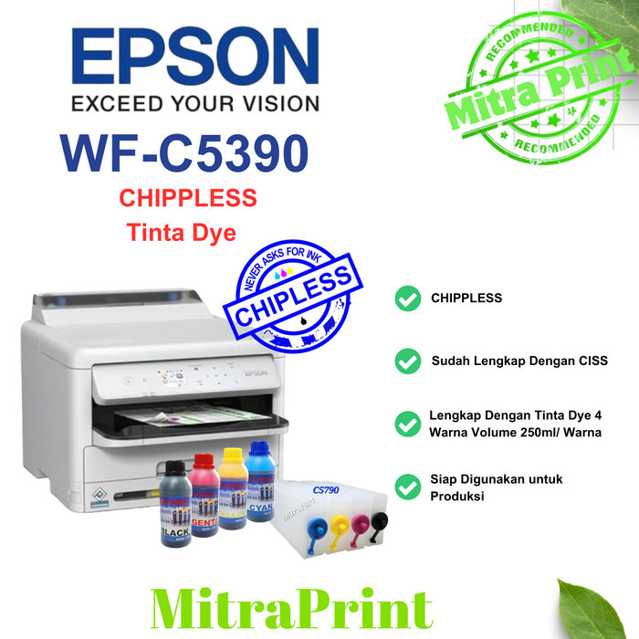 Printer Epson WF-C5390 WFC5390 Chipless
