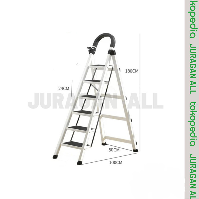 TANGGA LIPAT/TANGGA PORTABLE/TANGGA LIPAT BESI ALUMUNIUM-6 STEP PUTIH