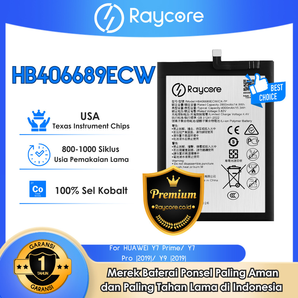 Raycore - Baterai HB406689ECW FOR HUAWEI Y7 PRIME / Y7 PRO EDISI 2019 / Y9 EDISI 2019