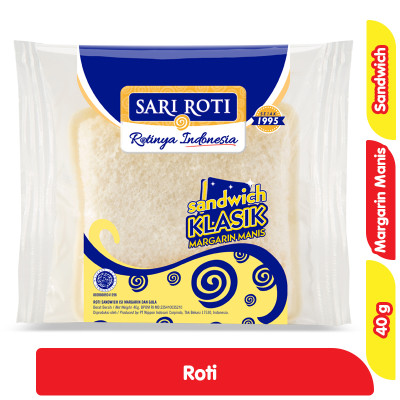 

Sari Roti Sandwich Klasik Margarin Manis 40 g