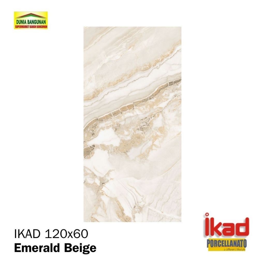 Granit 60x120 IKAD Emerald Beige Granit Lantai Motif Cream Marmer Glossy / Granit Dinding / Granit M