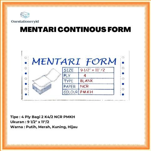 

NEW Kertas Continuous/Continous Form 4 Ply Bagi 2, 4 Rangkap K4/2 NCR PMKH