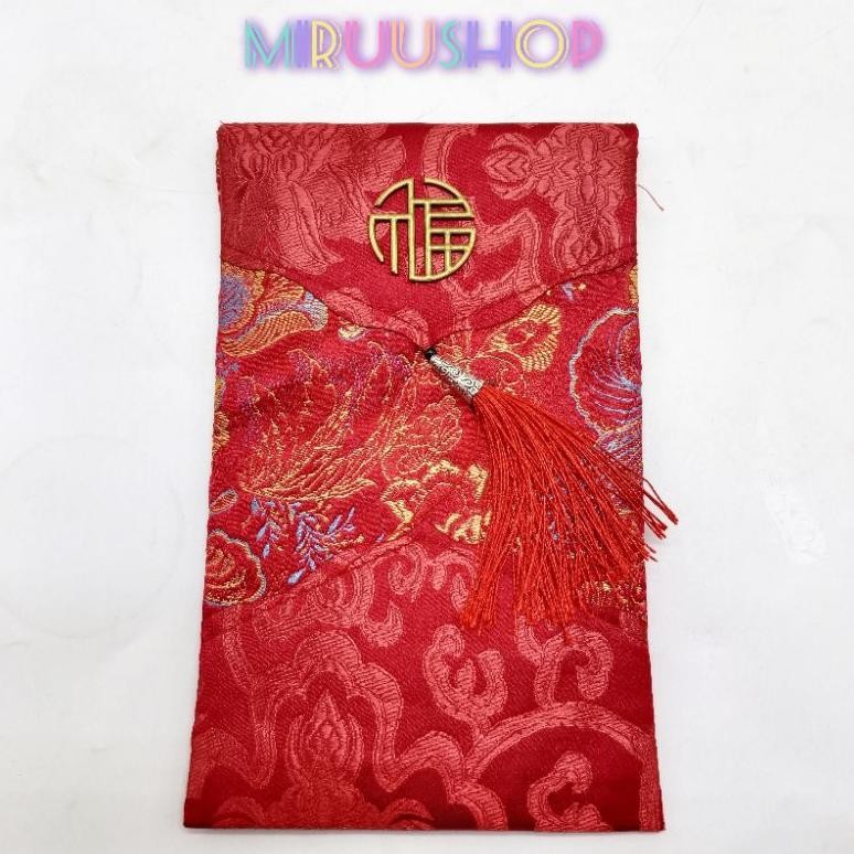 

GHT Angpau angpao kain warna merah bahan premium high quality shuangxi sangjit imlek multifungsi