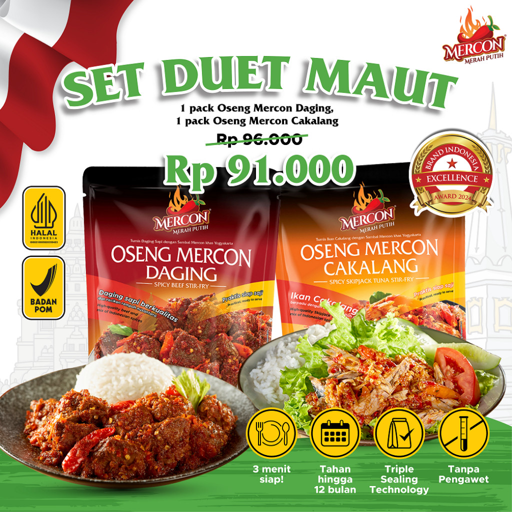 

Mercon Merah Putih - Set Duet Mercon Oseng Mercon Daging + Cakalang