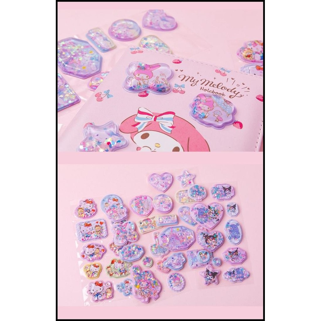 

Stiker Kuromi Sanrio 3D Water Seal / Sticker Cinamorol Isi Air Manik / Stiker Air Glitter Anak 3D Water Seal