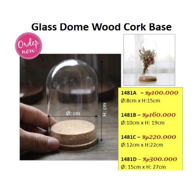 

Promo Glass Dome Wood Cork Base - Flower dome - d18 - 1481A COD