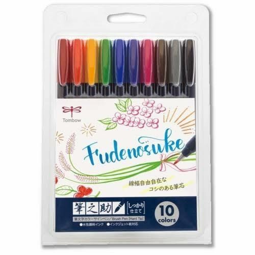 

Tombow Fudenosuke Hard Tip Color Brush Pen Set 10 Warna Spidol Kuas