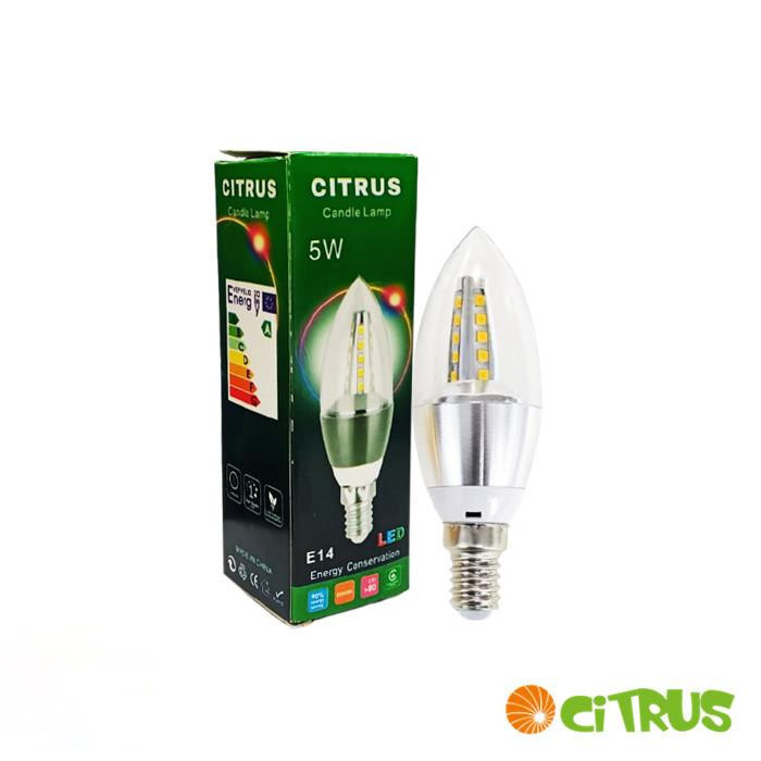 `````````] CITRUS Lampu LED Candle E14 5W Warm Kuning Clear Bohlam Jantung 5 Watt