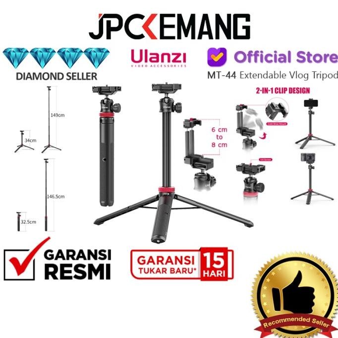 Ulanzi MT-44 Extendable Vlog Tripod 2 in 1 Clip Tripod Mini Ulanzi MT44 GARANSI RESMI MRS02