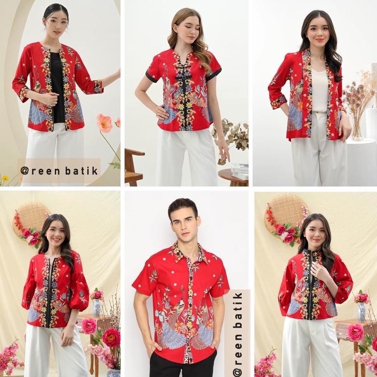 CR - Batik Couple Set Family BBC Warna Merah Edisi Imlek, 306 BBC-R / 135 BBC-R / 241 BBC-R / 208 BB