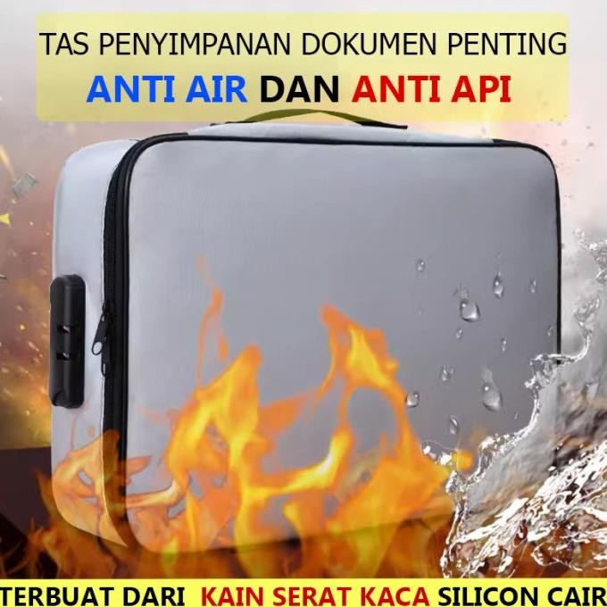 Tas Penyimpanan Dokumen Anti Air Tahan Api Bahan Kain Serat Kaca Koper Dokumen Travel Bag Anti Air D