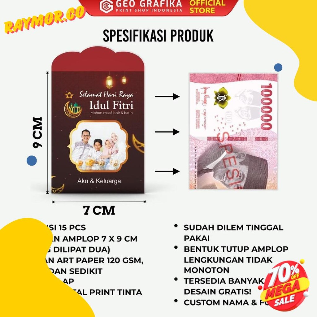 

(Isi 15 Pcs) Amplop Angpau Lebaran Custom Nama & Foto Uang Dilipat Dua (Murmer)