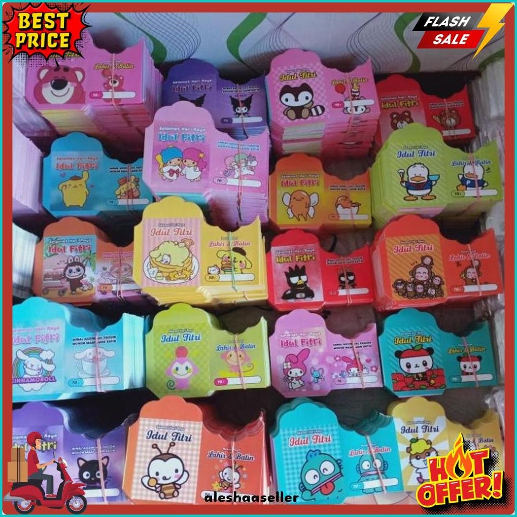 

1000Lembar Amplop Lebaran Uk Medium Sandrio, Karakter,Muslim,Labubu (Murmer)
