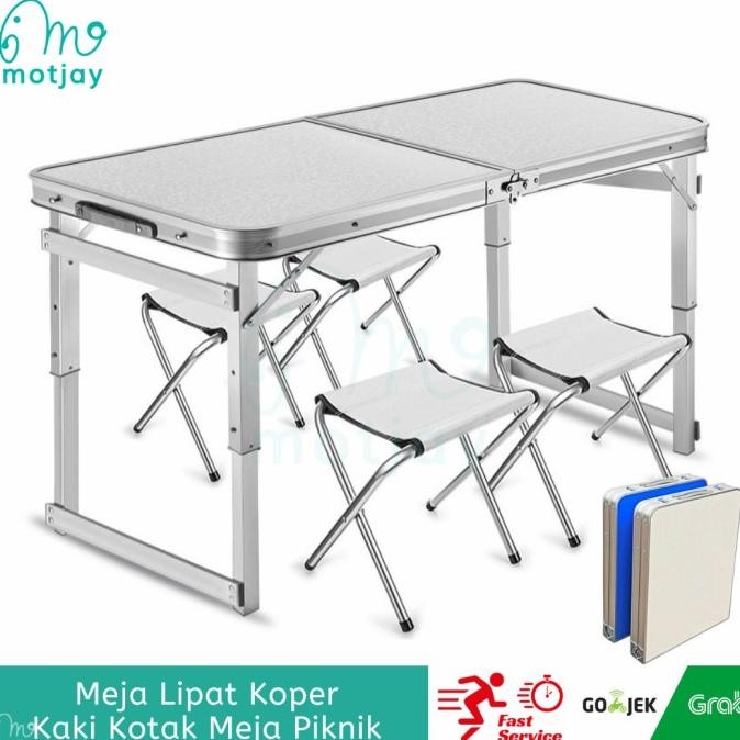Meja Lipat Koper Kaki Kotak 120 X 60Cm Meja Portable Meja Piknik Berkualitas