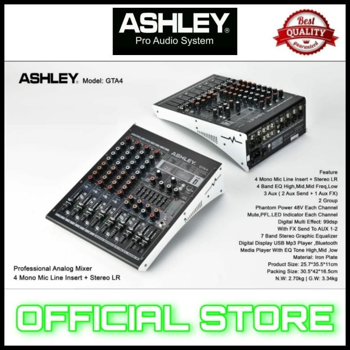TERBARU MIXER AUDIO 4 CHANNEL ORIGINAL ASHLEY GTA 4 MIXER KARAOKE BLUETOOTH
