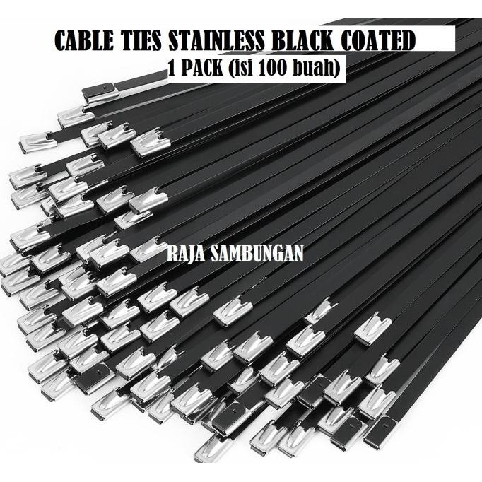 

TERLARIS - Perpack Kabel Tis Stainless Black Coated 4.6 x 200 mm Ties Anti Karat