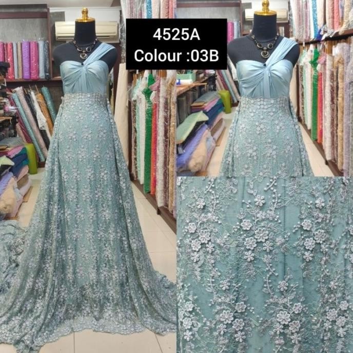 :=:=:=:=] Kain Tile Brokat Bunga Kecil 3D Timbul 4525A Wardah