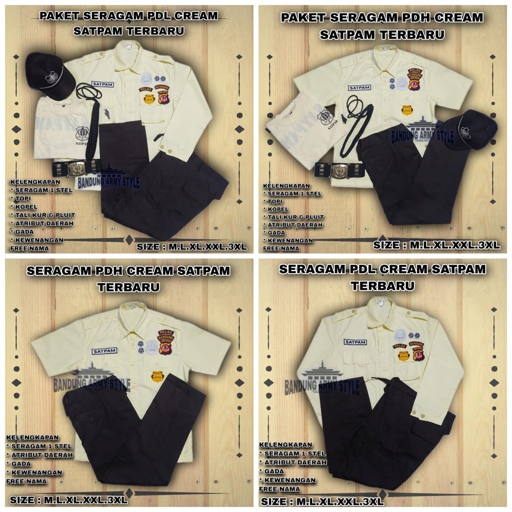 Baju Seragam SERAGAM SATPAM TERBARU CREAM. PDH SATPAM CREAM.PDL SATPAM CREAM TERBARU 2023.SATPAM