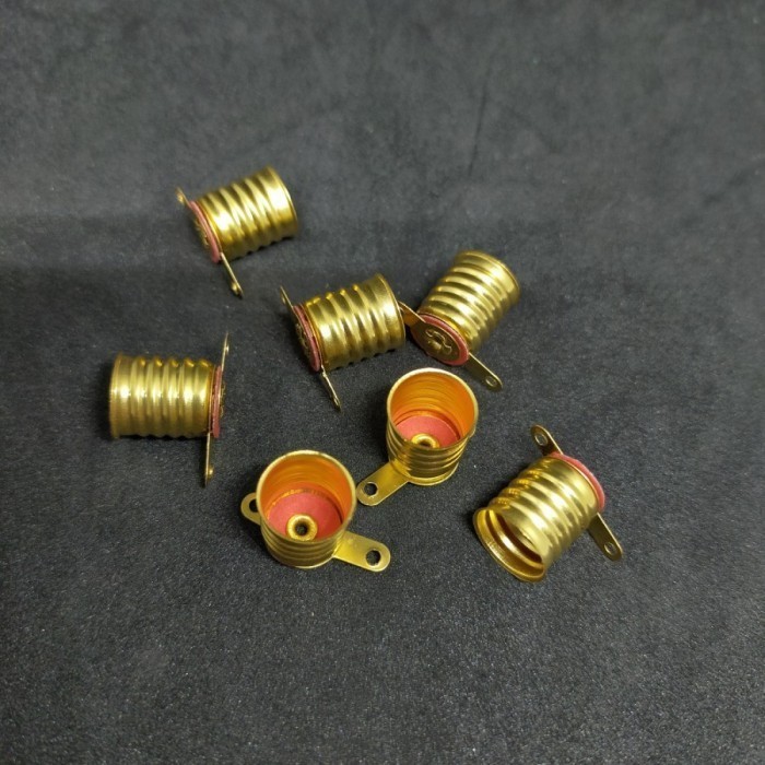 ___] Fitting Dop Senter Drat E10 Kuningan / Fiting Lampu Bohlam Kecil Kuning Buat Praktikum