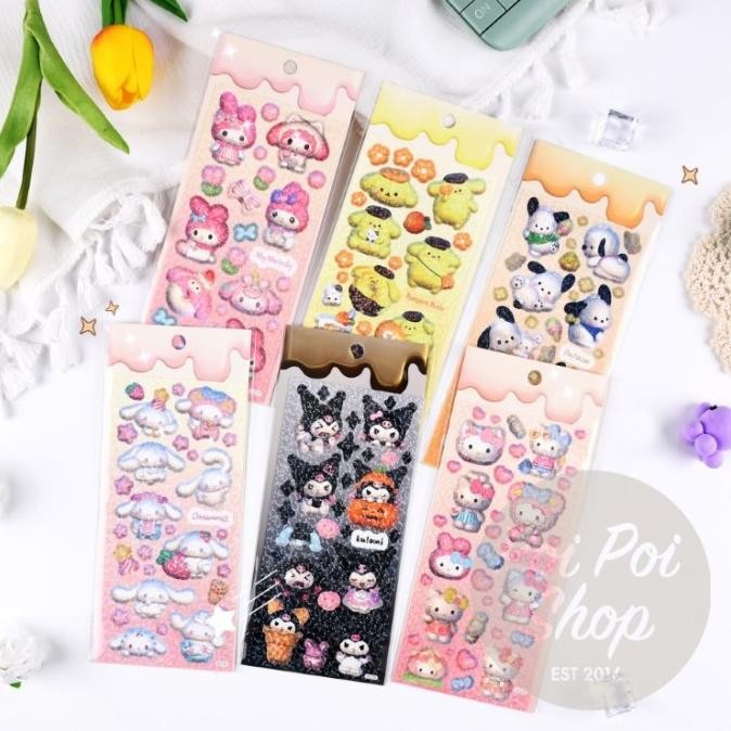 

*****] Stiker Sanrio Glossy 3D Jepang Hologram Kawaii Lucu Melody Kuromi