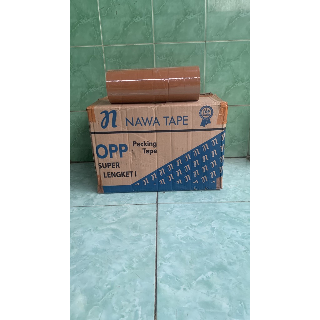 

Bisa COD - Selotip Coklat Ukuran Sedang Lakban Coklat 65m 2 Inch Nawa Tape Cuci Gudang