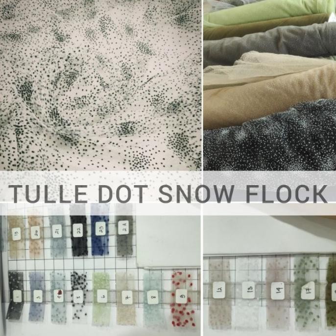 favorit] Kain Tile Salju Dot Bludru Flock