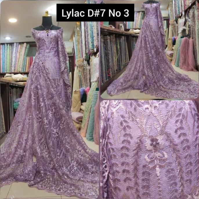 ~~~] Kain Tile Brokat Motif Salur Payet Cantik D#7 No 3 Lylac