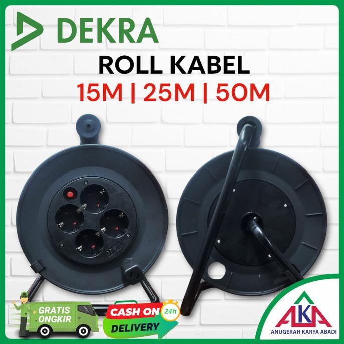Gulungan Rol Kabel Roll DEKRA 15M / 25M / 50M Bracket Putar Stop Kontak Klosan Bobin Tanpa Kabel