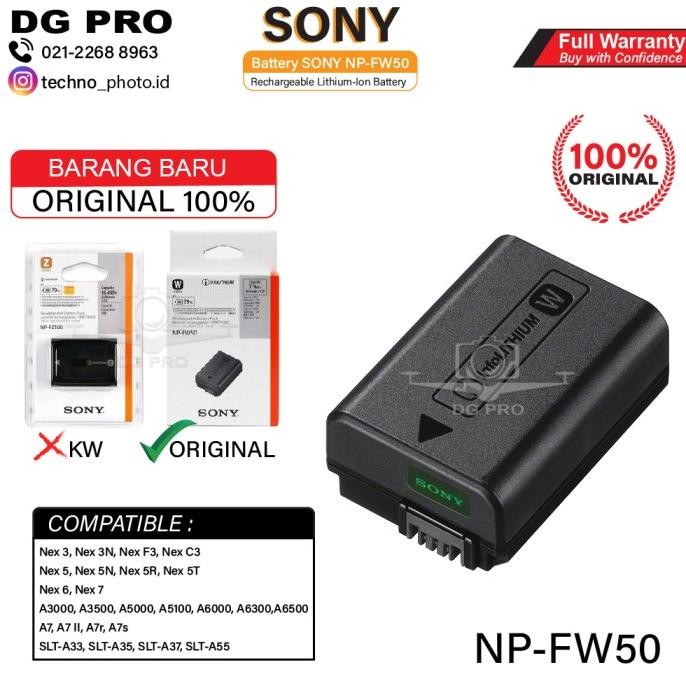 BATTERY SONY NP-FW50 ORIGINAL - BATERAI SONY A7,SONY A6000,A6300,A7R Baru