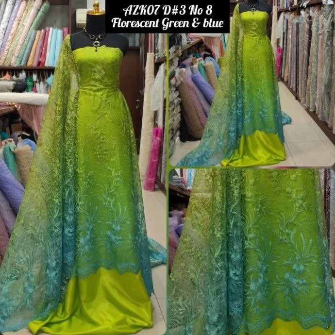 :=:=:=:=] Kain Tile Brokat Swaro Gradasi Ombre AZK07 D#3 No 8 Florescent Green