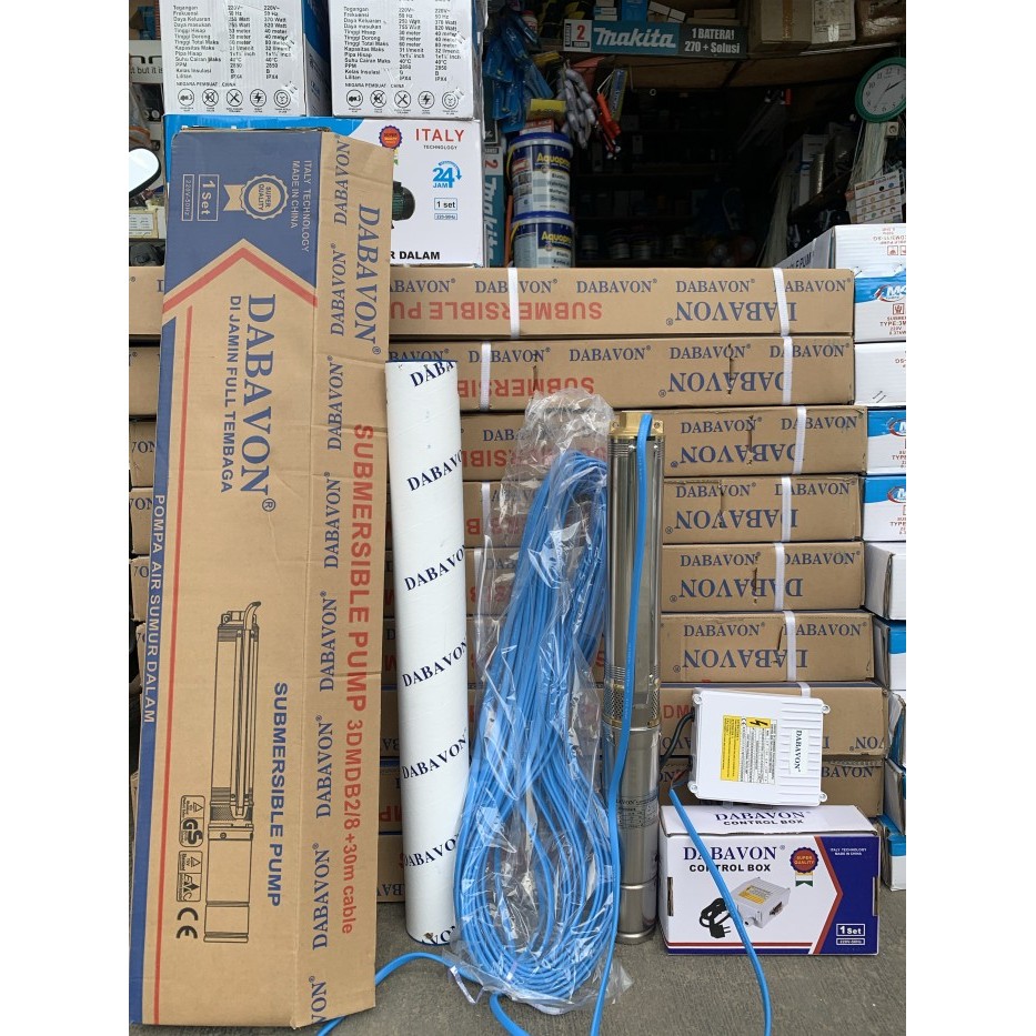 NEW Pompa Satelit 3 Dabavon 0.25HP180Watt kabel tersambung 30mtr