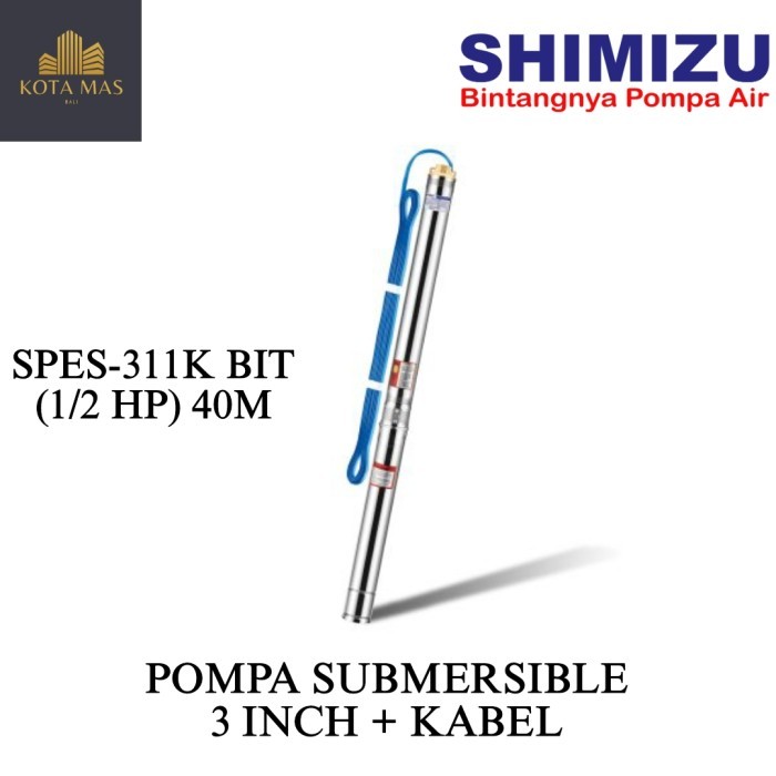 NEW Pompa Air Celup Submersible Pump Shimizu 3 Inch 1/2 HP Kabel 40 Meter