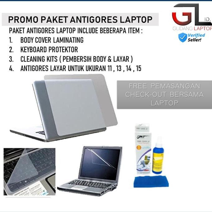PAKET ANTIGORES LAPTOP - Full Protector Layar + Body Laptop - 4in1