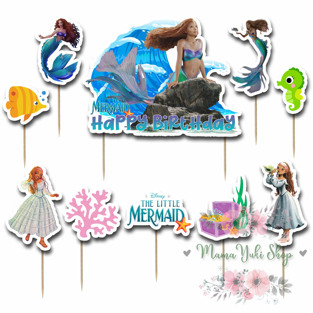 Topper Cake Hiasan Kue Ulang Tahun Anak motif THE LITTLE MERMAID 2023