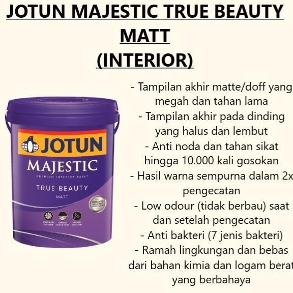 

CAT TEMBOK MAJESTIC TRUE BEAUTY MATT JOTUN WARNA PUTIH (2,5 LITER) ORIGINAL