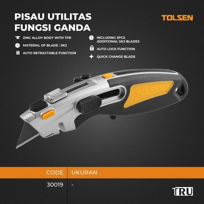 

Berkualitas Utility Knife / Cutter Pisau Kayu Aluminium SK2 Auto-lock PISAU UTILITAS FUNGSI GANDA 30019 Tolsen