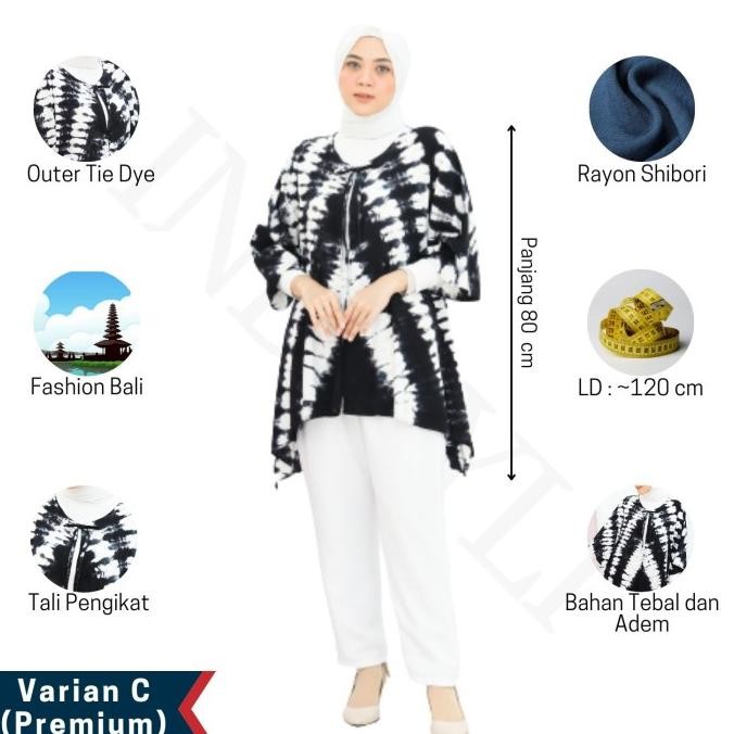 Outer Wanita Cardigan Tie Dye Bali Kain Rayon Adem Baju Atasan Pantai HTM