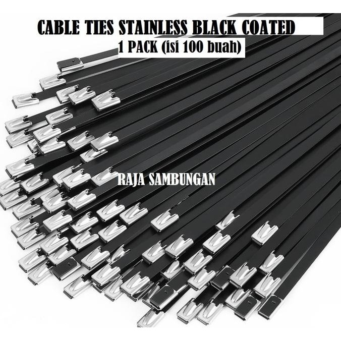 

TERMURAH - Perpack Kabel Tis Stainless Black Coated 4.6 x 200 mm Ties Anti Karat