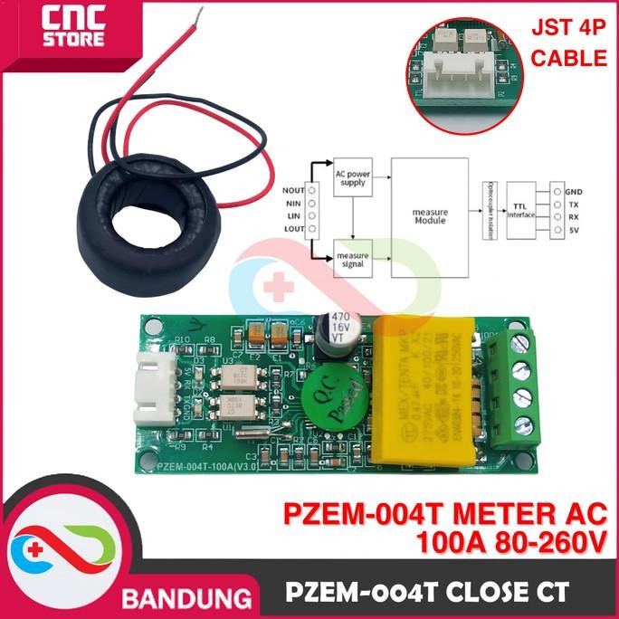 new pzem-004t sensor watt volt current meter ac 100a 80-260v close ct